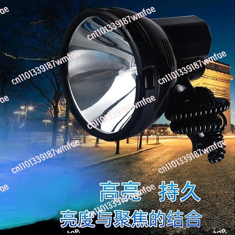 12V 55W 6500K Spotlight, Super Bright LED Flashlight Handheld Spotlight  3000 Meters Range, Large Flashlight Searchlight
