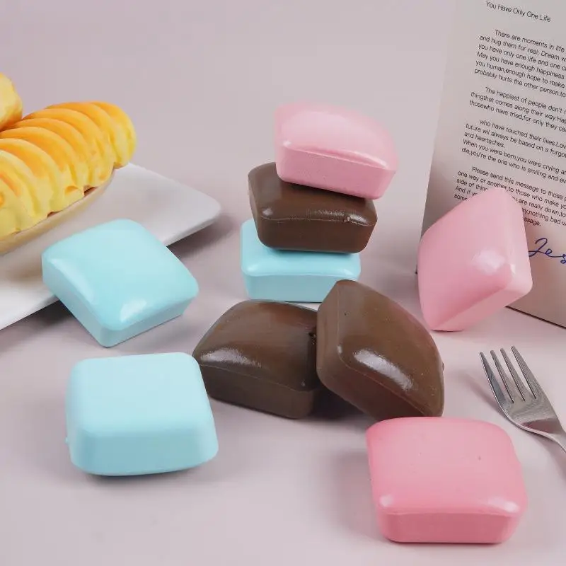 Realistic Square Bread Stress Relief Toy Slow Rising Soft Wet Material for Office Workers Anxiety Reduction
