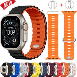 Ocean Silicone Strap For Apple Watch UItra 3/2 49mm S11-10 9 8 7 46mm 45mm 42mm 41mm Bracelet Belt iWatch 6 5 SE3 44mm 40mm Band