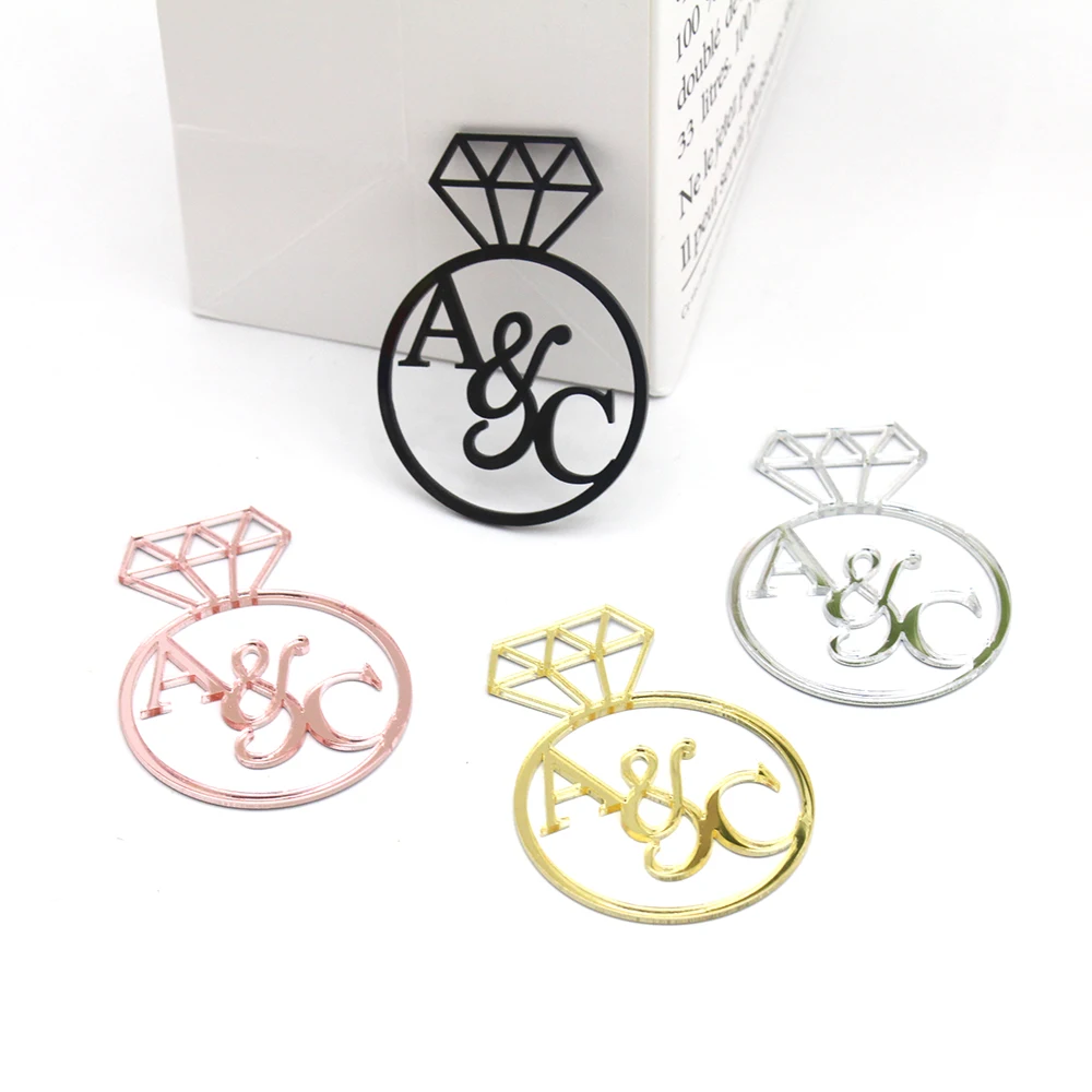 

20/50/60/70/100pcs Personalized Names Diamond Mirror Acrylic Wedding Party Decoration Favors Tag, Customized Gift Tag