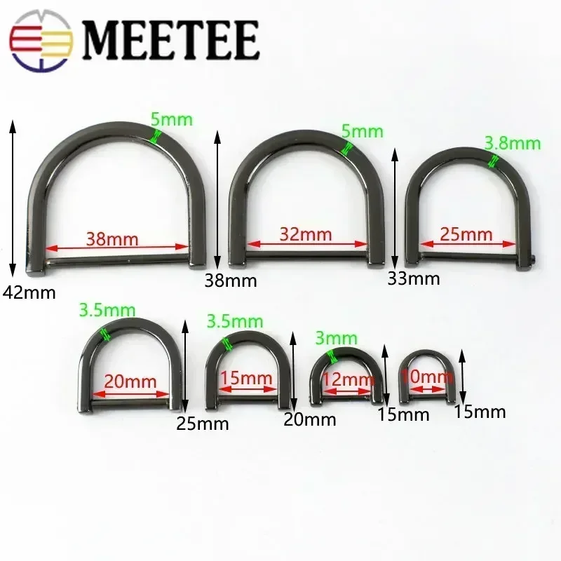 meetee 5/10Pcs 10-38mm Metal Buckle D Ring Detachable Screw Clasp for Bags Strap Keyring Hang Hook Connect Buckles Accessories