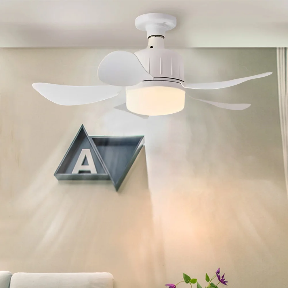 Ceiling Fan Lamp E27 Base 3 Colors Dimmable Modern LED Ceiling Fan 3 Speeds Chandelier Ceiling Fan 17.7 Inch for Kitchen Bedroom