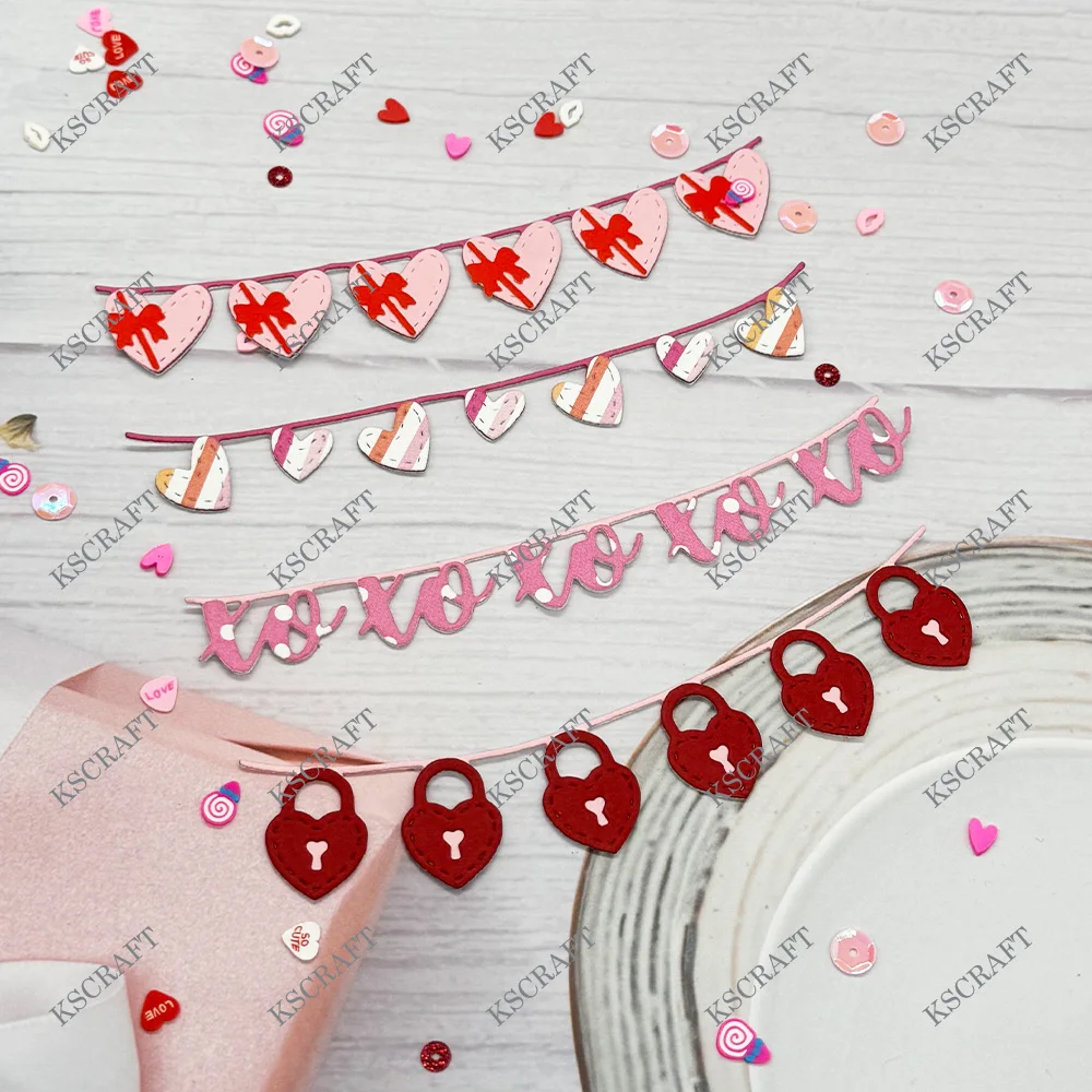 KSCRAFT Valentine Garlands Cutting Dies Stencils for DIY Scrapbooking Decorative Embossing DIY Paper Cards