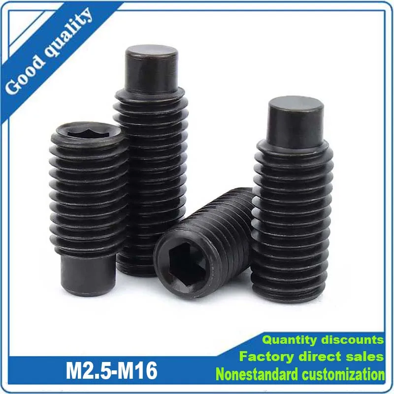 

M2.5 M3 M4 M5 M6 M8 M10 M12 M14 M16 DIN915 Black Grade 12.9 Steel Hexagon Socket Set Screw Dog Point Grub Convex Headless Bolt