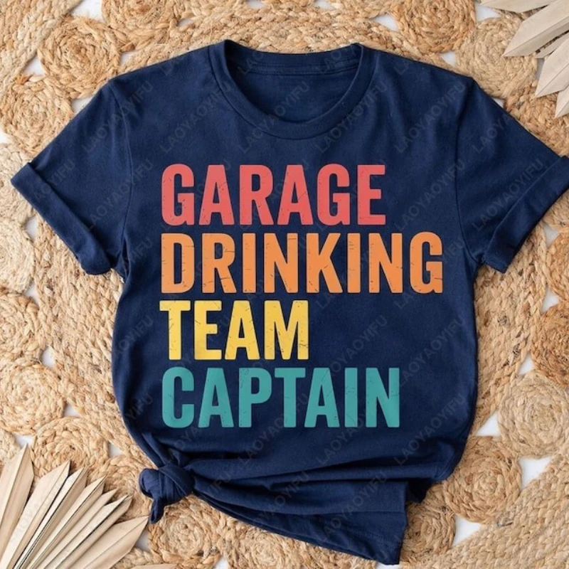 

Гаражная питьевая команда Капитан Мужчины Женщины Футболка Забавный любитель пива Вечеринка на заднем дворе Хлопковые топы для соседства Hangout Alcohol Tops