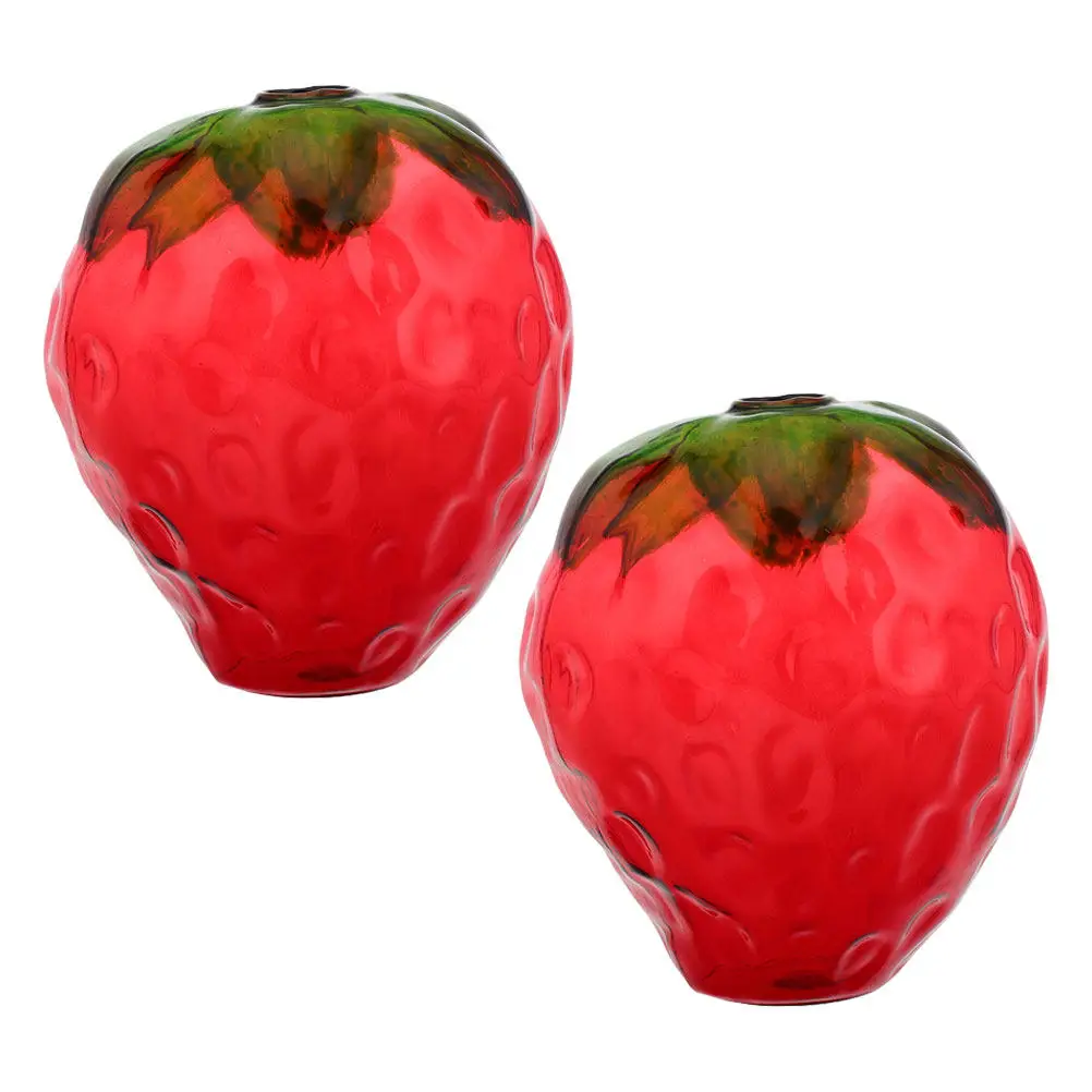 2 Vasos de Vidrio con Forma de Fresa, Bonitos y Estéticos, para Beber Fruta, Ideales para Fiestas, Playa, Verano, Reuniones Hawaianas, Jugo, Leche, Té