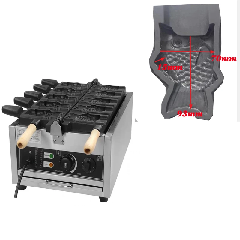 Electric 110v 220v Commercial Use Ice cream Taiyaki machine Fish Cone Waffle Maker Ice Cream Fish Molds