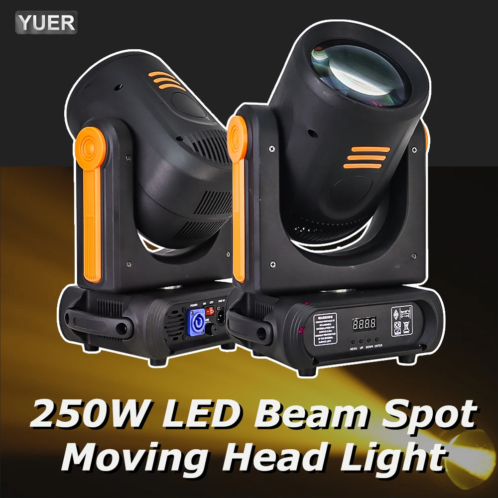 

YUER 250W Beam Spot LED Moving Head Light With 18 Prism Half Colors Dj Dmx Stage Lights For Disco Club Wedding Bar Stage Effect