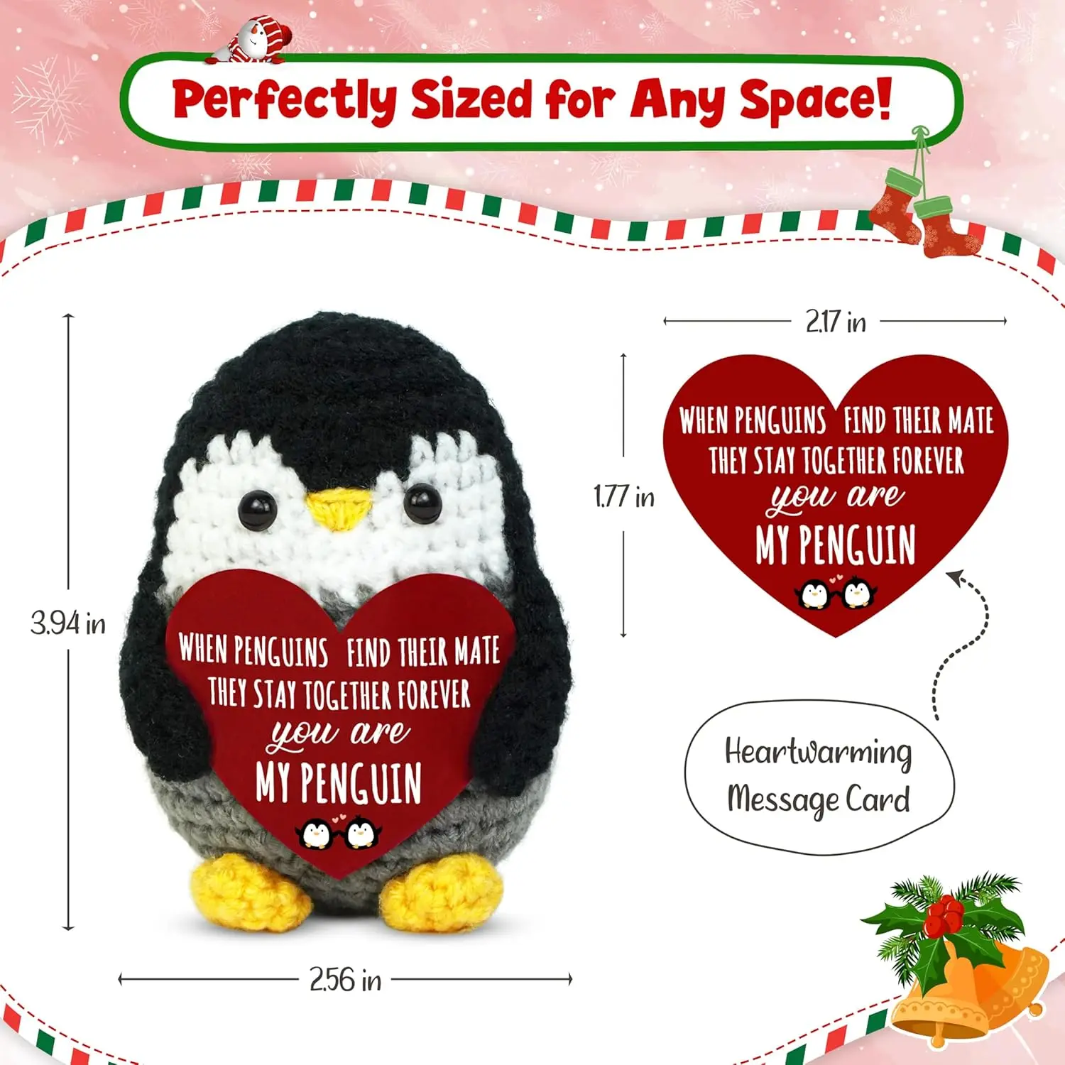 Handmade Positive Penguin Doll With Card Home Decoration Knitted Penguin Christmas Doll Ornament Room Decor Christmas Party Gift