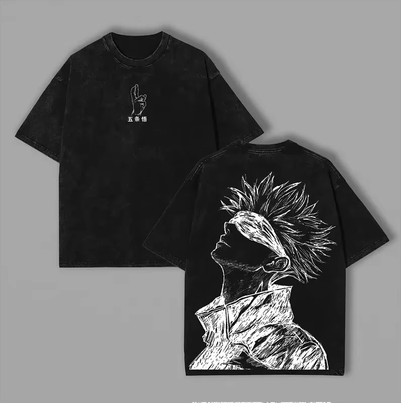 2026 Jujutsu Kaisen Gojo Satoru Printed T-shirt Men's and Women's Washed T-shirt High Quality Vintage Cotton T-shirt Y2K Tops