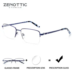 ZENOTTIC Half Rimless Prescription Glasses Progressive Spectacles Photochromic Blue Light Glasses Optical Myopia Eyeglasses