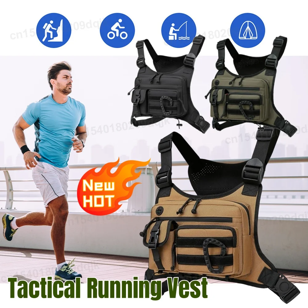 

EDC Tactical Chest Bag Men's Vest Waterproof Anti-Theft Chest Pack Rig for Outdoor Cycling Bags Running Front Chest Pack