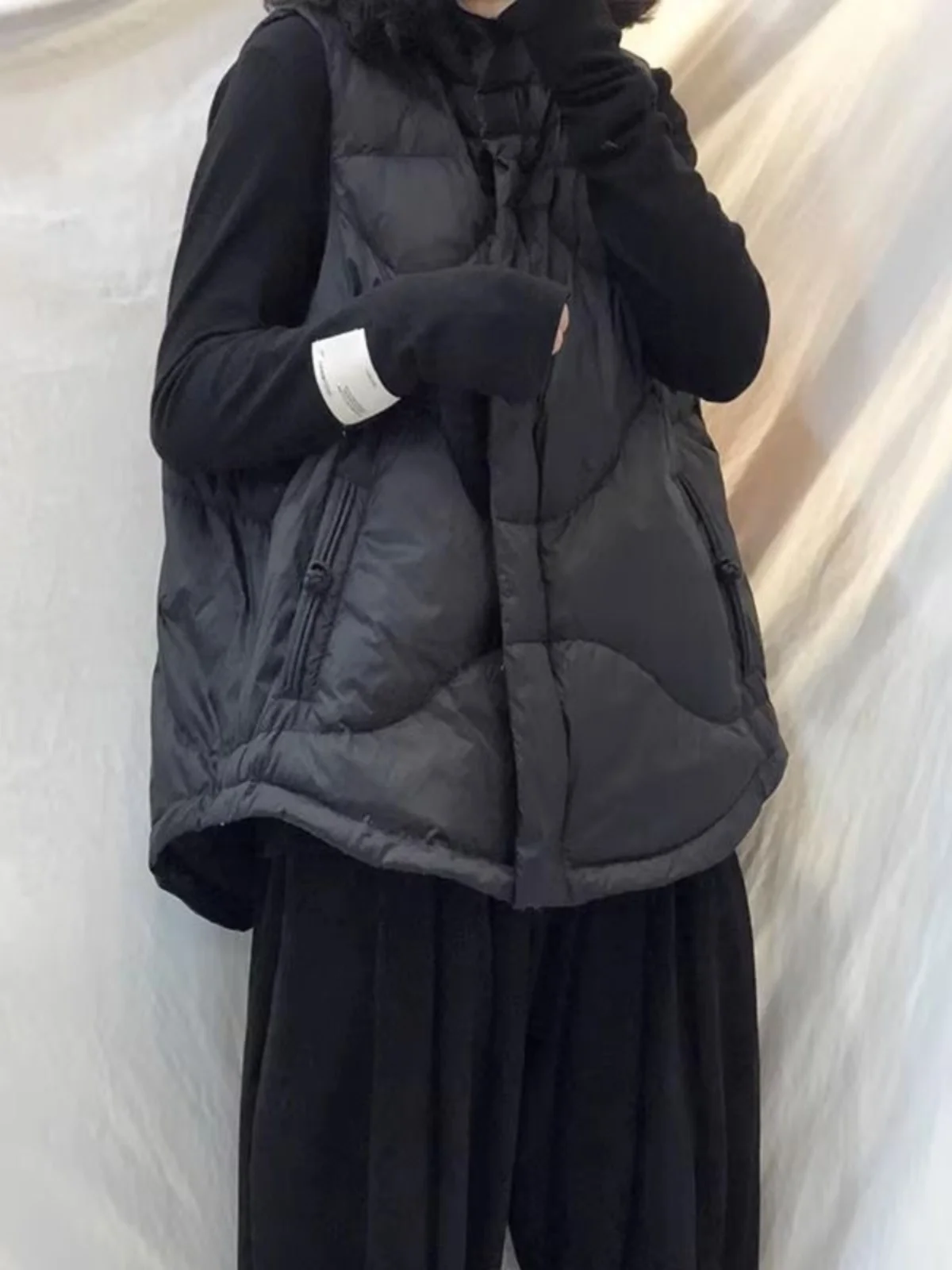 

Женский легкий теплый пуховый жилет свободного покроя, модная хлопковая верхняя одежда больших размеров, осенне-зимняя застежка-молния