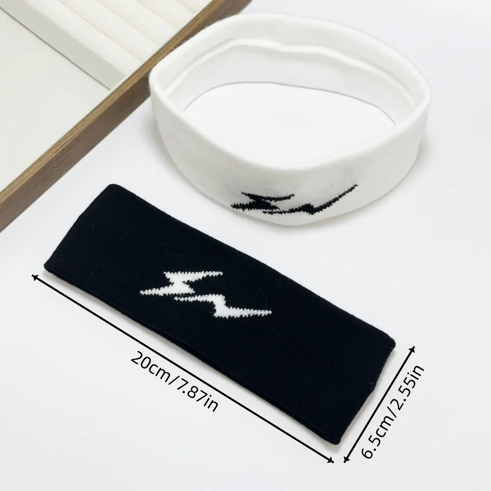 Personalized lightning bolt pattern knitted headband, unisex, suitable for sports and street dance, sweat-wicking and warm.