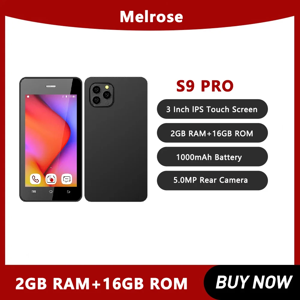 

Melrose S9 Pro Mini Phones 3.0'' 2GB+16GB Ultra Slim Quad CoreMobile Phone 5MP 1000mAh 3G Compact Mini Smartphone Android