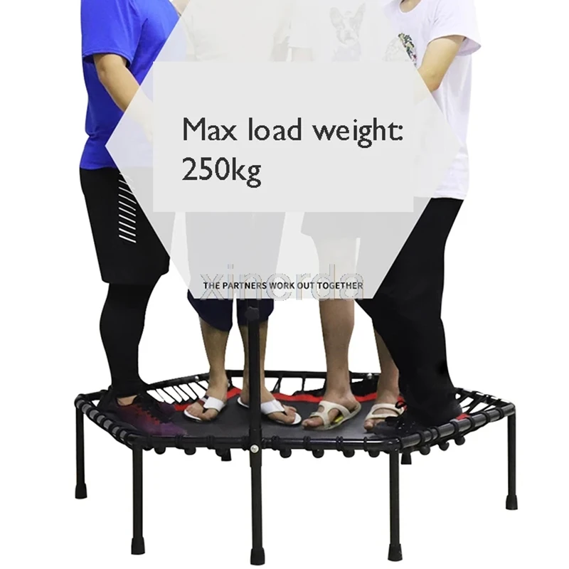 48 inch Silent Mini Trampoline with Adjustable Handle Bar Fitness Indoor Trampoline Bungee Rebounder Jumping Cardio Trainer