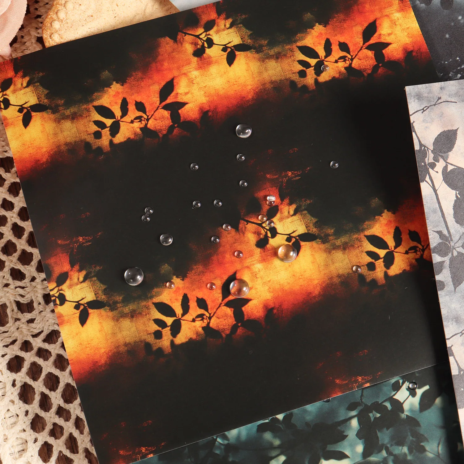 12 Blatt Vintage Moody Foliage Große selbstklebende dekorative Scrapbook-Aufkleber, für Junk Journals, Scrapbooking-Zubehör – Detail 4