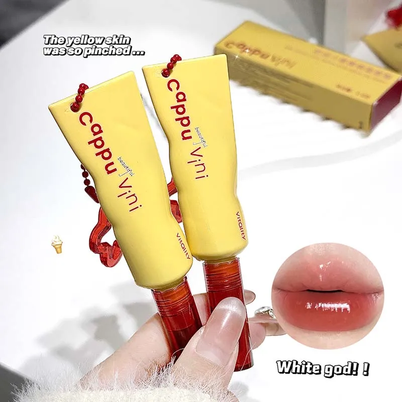 Cappuvini Milk Velvet Yellow Stick, feuchtigkeitsspendende Lippenglasur, langanhaltender, wasserleichter Lippenstift, einfach aufzutragender Make-up-Lipgloss