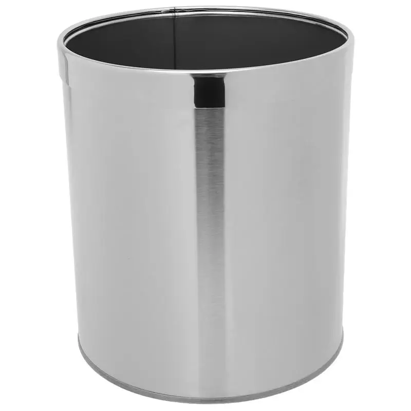 

Round Stainless Steel Trash Can for Bathroom and Kitchen Durable Garbage Container with Large Capacity and Simple Design