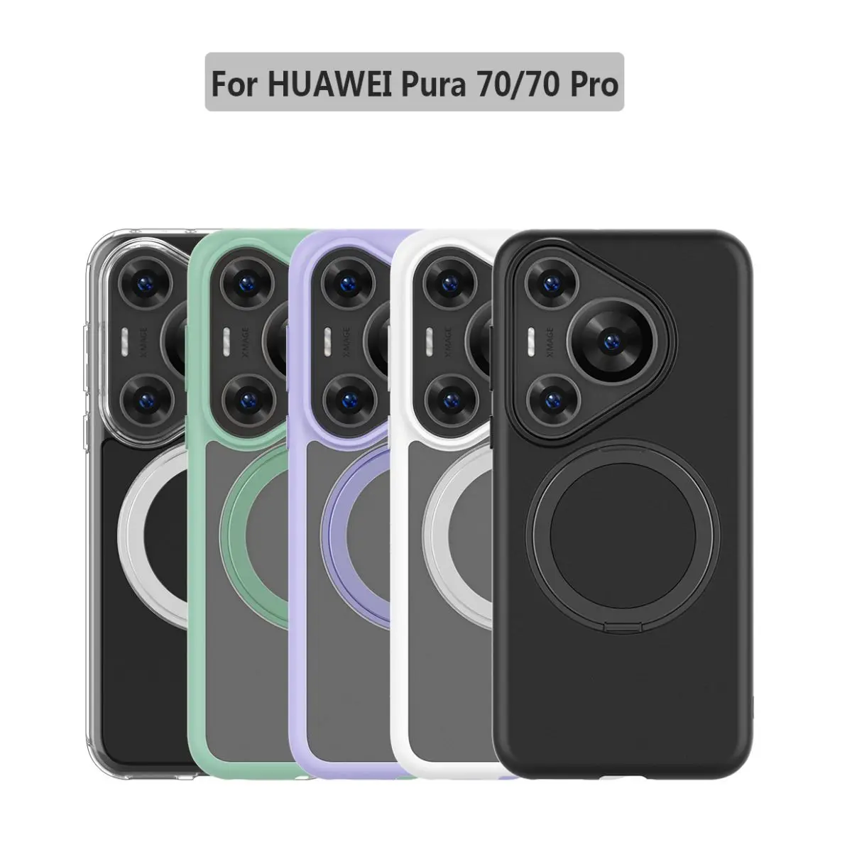 

Suitable for HUAWEI P70 Pro Mobile Phone Case Skin-feel 360 Metal Bracket Protective Cover Magnetic Plating Transparent