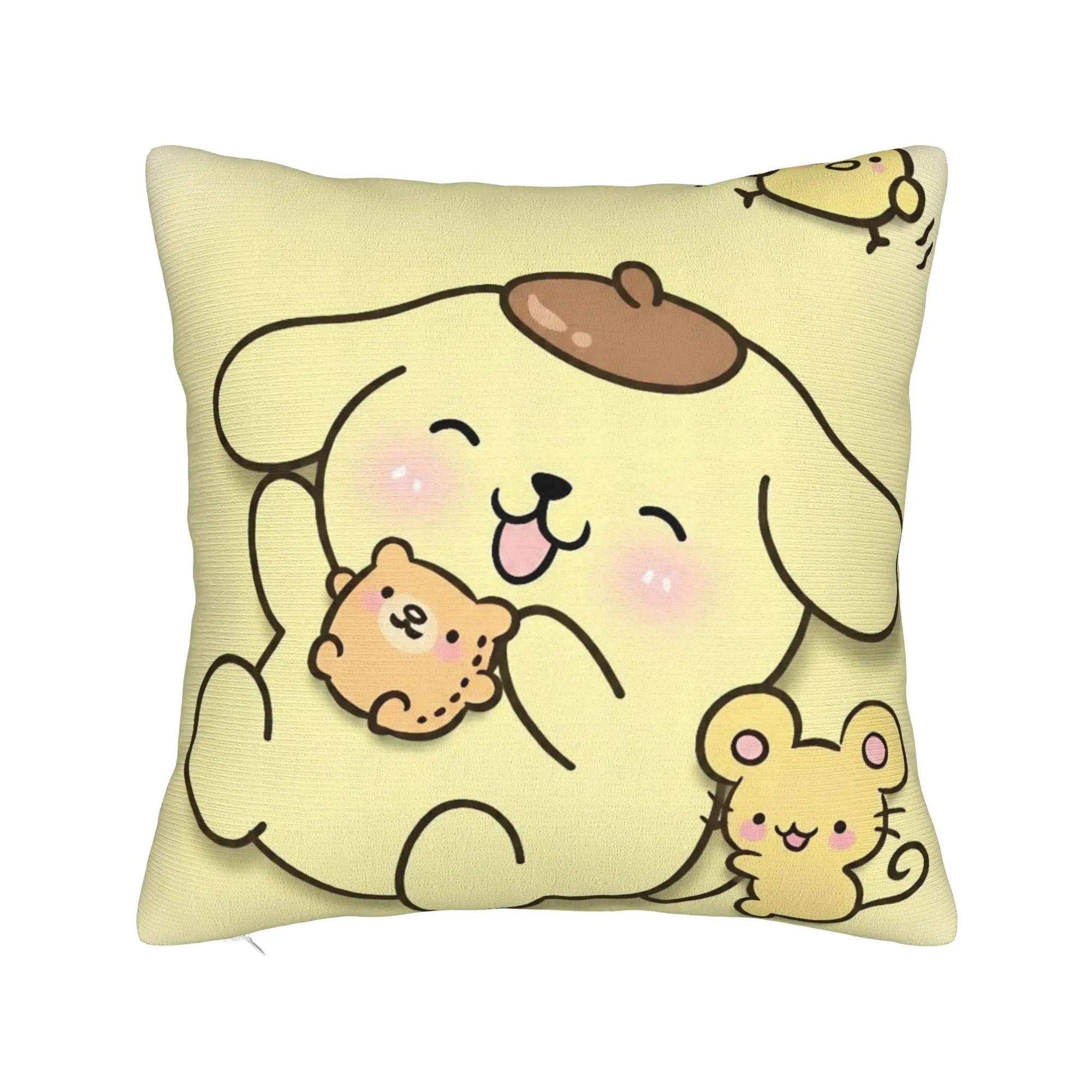 Pompompurins Kawaii Puppy Friends Pillowcase Soft Polyester Cushion Cover Decoration  Pillow Case Cover Home Zippered 45X45cm
