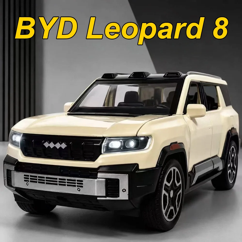 Modèle de voiture miniature en alliage BYD Leopard 8 Yangwang U9 à l'échelle 1:32, portes ouvrables, roues arrière à rappel de force, véhicule décoratif tendance