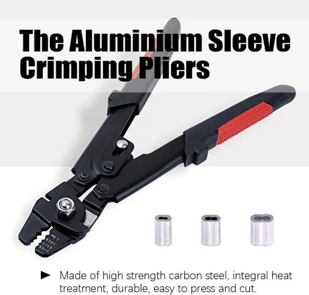 Up To 2.2mm Crimping Plier Wire Rope Swager Crimper Fishing Crimp Tool Aluminum Double Barrel Ferrule Crimping Loop Sleeve Kit