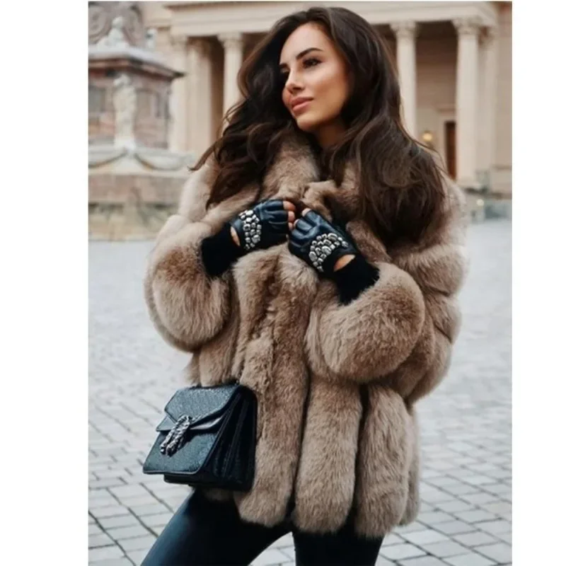 Faux Fur Coat Women Clothing Luxury Brands Fur Jacket Fluffy Warm Thick Patchwork Jacket Design Long Sleeve Faux Fur Coats New