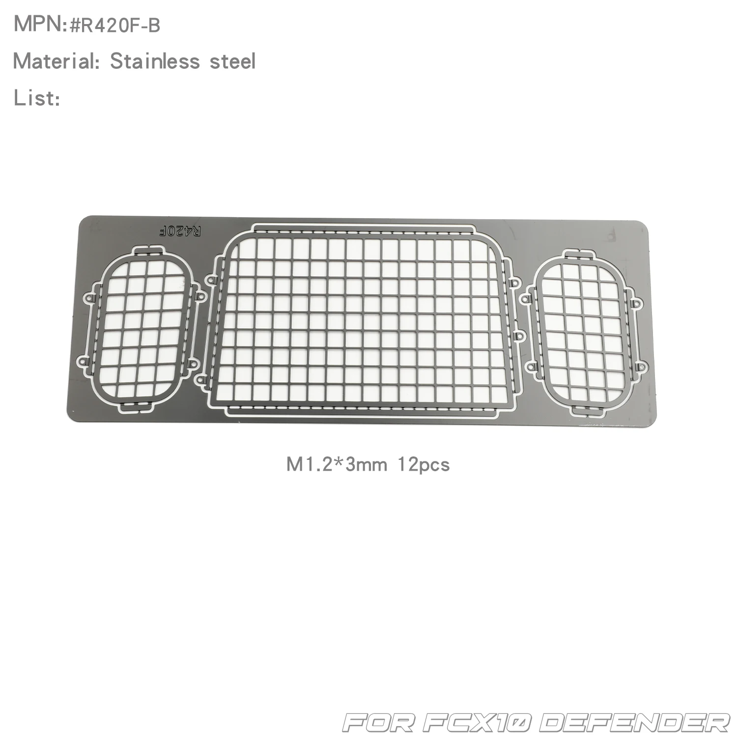 RCDream 1/10 Metall karierte Diamantplatten Blatt Wendefenster faltbares Werkzeugtischgeflecht für FCX10 Camel Defender Hood Body