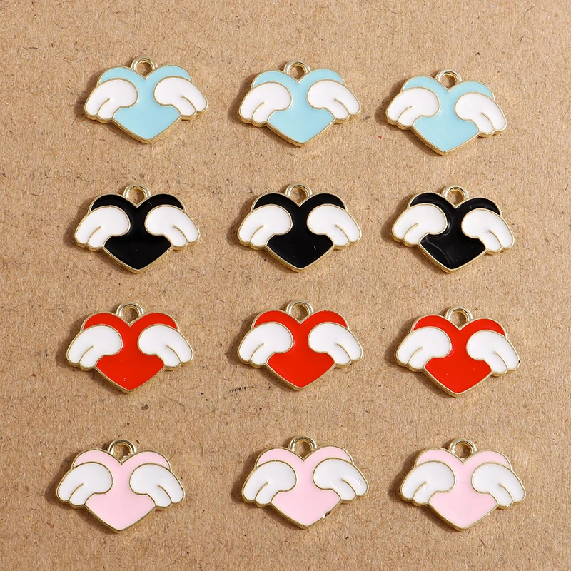 

10pcs 17x13mm Cute Enamel Love Heart Charms for Jewelry Making Earrings Necklace DIY Bracelet Accessories Supplies