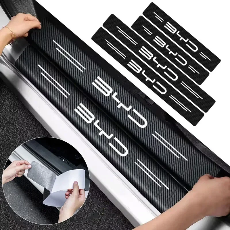 Carbon Fiber Car Sticker Auto Door Threshold Waterproof Decal For BYD Atto 3 Act 3 Tang F3 E6 Dmi Yuan plus Song plus ev f0 f3