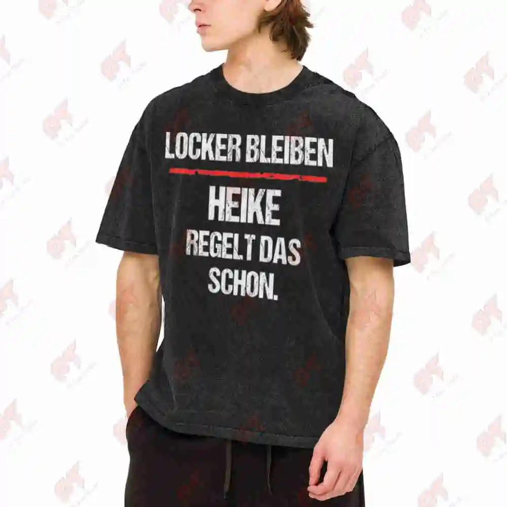 German Locker Bleiben Heike Vintage Washed Tee Pure Cotton T-Shirt