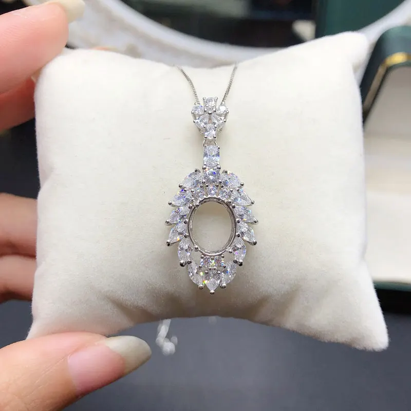 

9mm*11mm Oval Gemstone Pendant Setting Excellent Craftsmanship Pendant Pendant Tray 3 Layers 18K Gold Plated 925 Silver Jewelry