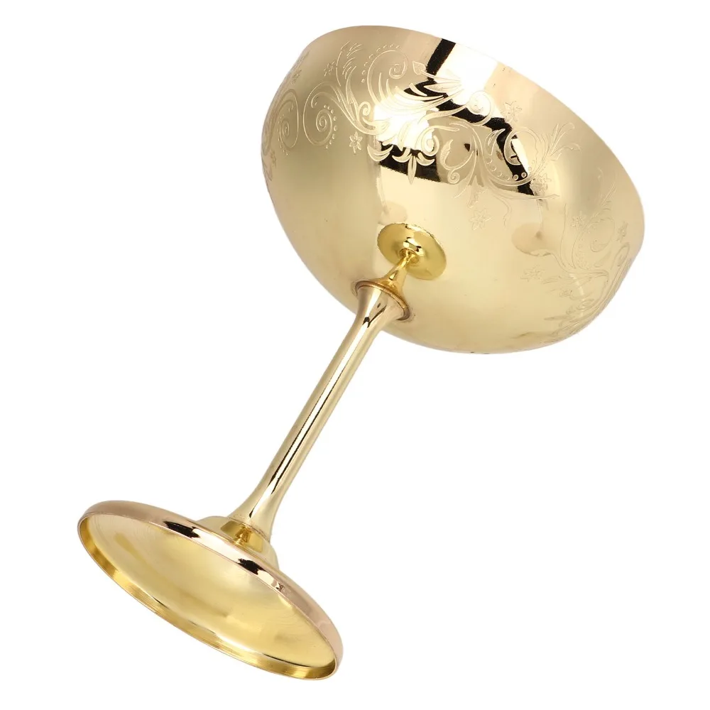 Decorative Stainless Steel Stainless Steel Goblet Engraved Design Flower Spike Design Martini Glass Wine Cup Outdoor Travel