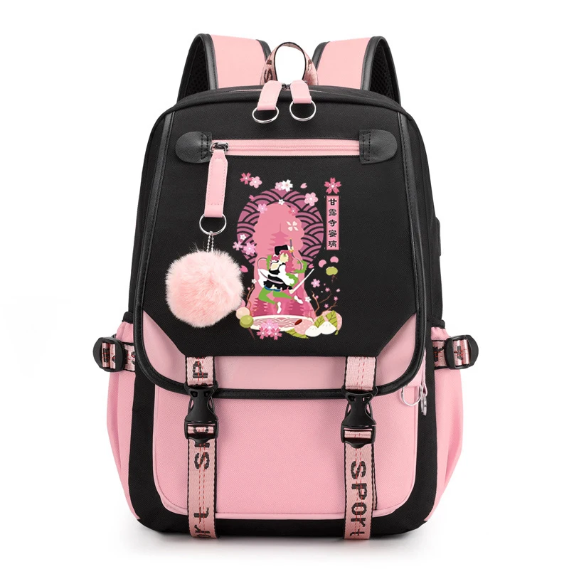 School Bag Demon Slayer Women's Backpack Harajuku Girls Kawaii School Bag Fashion Hot Anime Demon Slayer Casual Young Girl's Bag