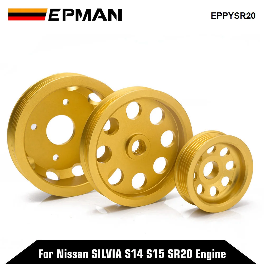 EPMAN Underdrive Crank Pulley JDM Tune For Nissan S15 S14 SR20 Engine Motor Bay Gold EPPYSR20