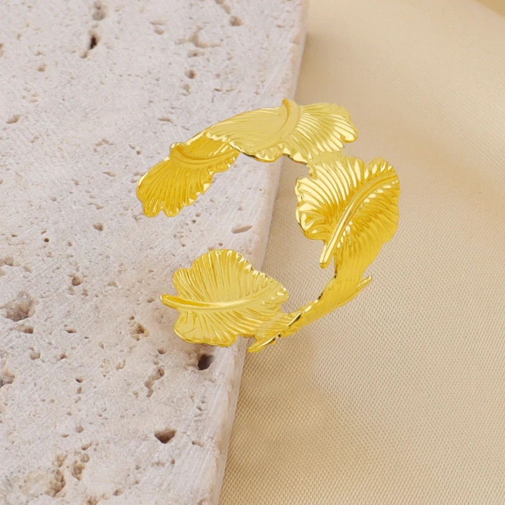 Boho Arm Bracelet Ring for Women Vintage Geometric Gold Color Leaf Women's Arm Bangles Jewelry Set Adjustable Party Jewelry Gift