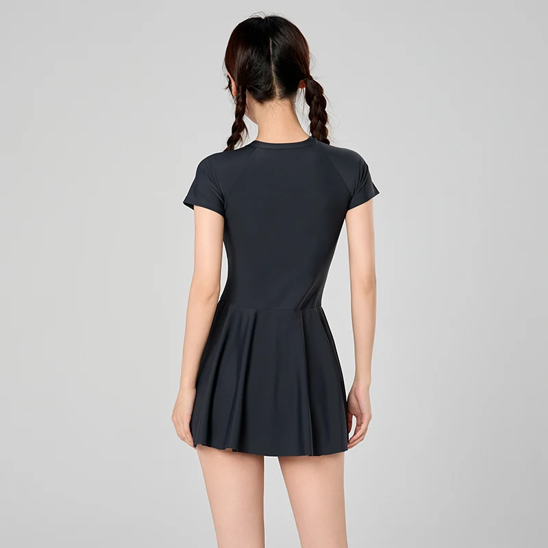 Costume da bagno per ragazze Costume da bagno intero per bambini con gonna Costume da bagno a maniche corte 8-14 Costume da bagno estivo Sport da spiaggia