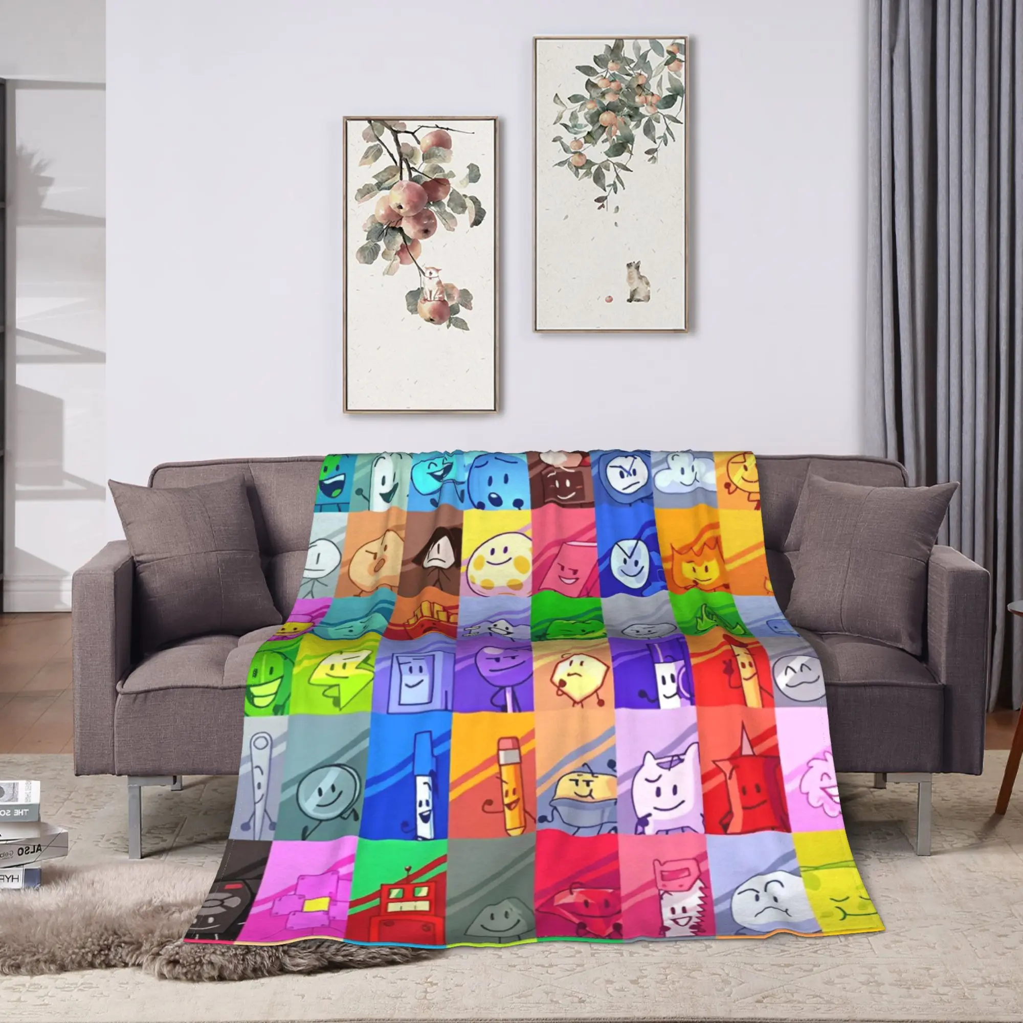 Office BFDI Inanimate Insanity All Characters Bedding Throws  Flannel Bedspread For Bedroom Fashion Sofa Bed Cover