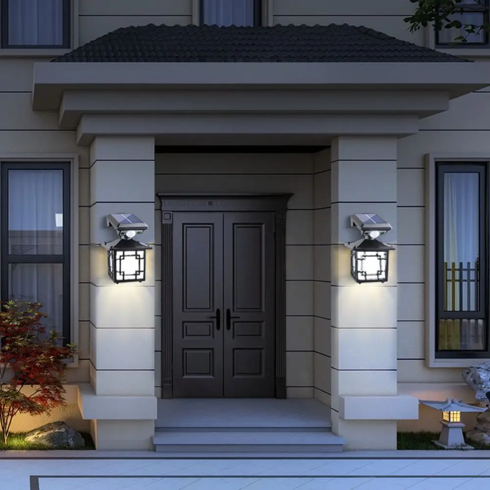 Split Solar Motion Sensor Wall Lamp Outdoor Waterproof Garden Security Light With Remote Control Modern Yard Lighting