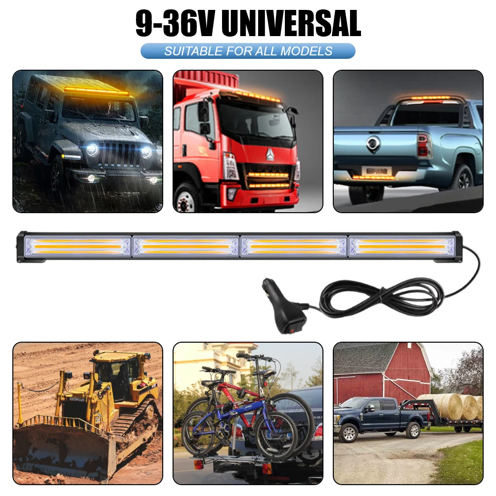13 Inches LED Strobe Light Bar COB Strobe Flashing Light 12V 24V Traffic Advisor Strobe Light Bar LED Warning Traffic Direction