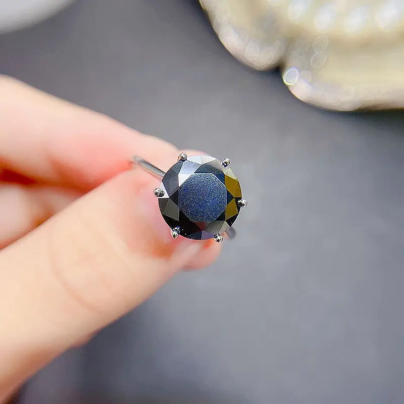 

2022 LAB Black Moissanite Rings for Women Date Gift Good Color Gemstone 5ct Fine Jewelry Real 925 Sterling Silver Free Ship