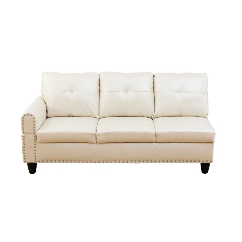 

White Faux Leather Synthetic Leather 3-seater Sofa sofa set living room furniture furniture living room sets sofa sofa beds furniture