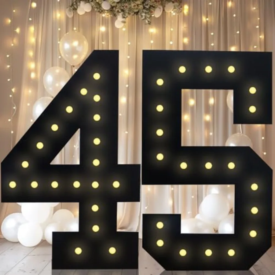 

4Feet Marquee Light Up s Black Giant Marquee Big Mosaic for th Birthday Party Decorations Backdrop Anniversary Decor Pre-Cut Fr