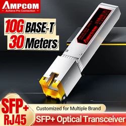 AMPCOM 10G SFP+ to RJ45 SFP Transceiver, Ethernet Copper RJ45 to SFP+ Fiber Optical Module Transceiver, CAT6A/CAT7, Up to 30M