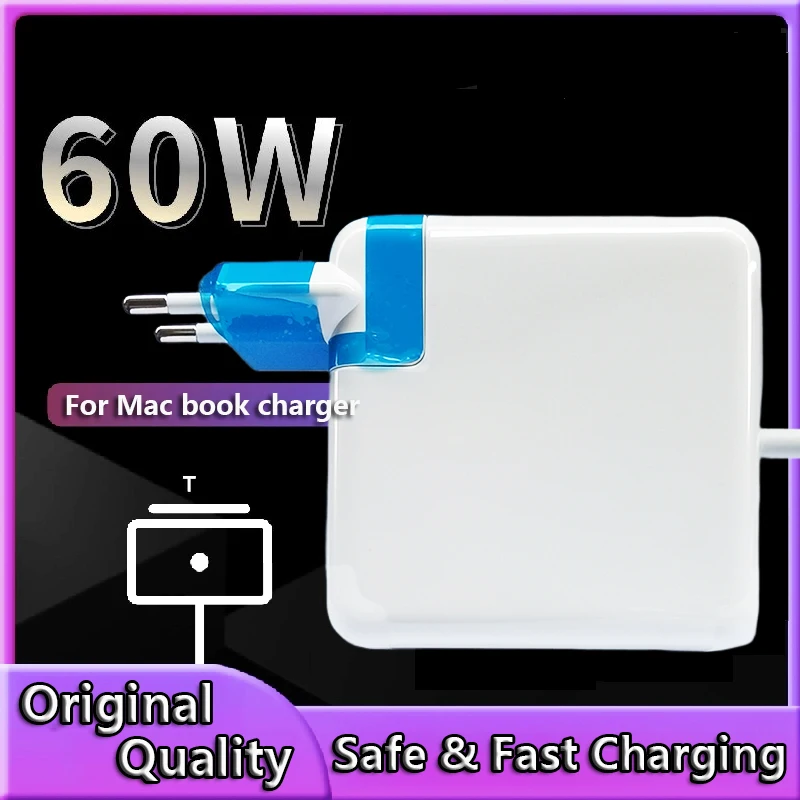 60W Magsaf 2 T Magnetic Charging Power Adapter for MacBook Air / Pro Series：A1502，A1425，A1435，Safe & Fast Charger Power Adapter