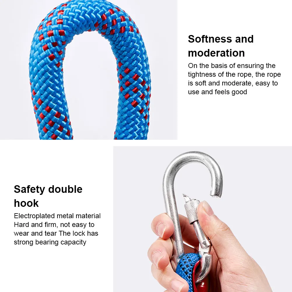 10mm Rock Climbing Rope 10m Outdoor Static Rapelling Rope Climbing Emergency Rope for Fire Escape Car Rescue