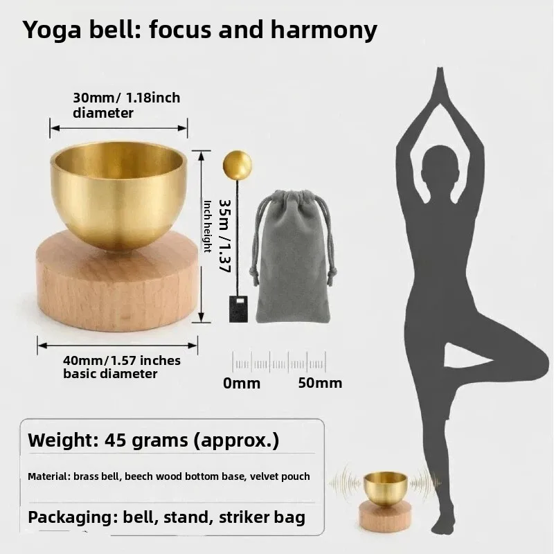 Beech Wood Dopamine Sound Healing Kit, Mini Brass Singing Bowl & Wind Chime for Mindfulness Relaxation