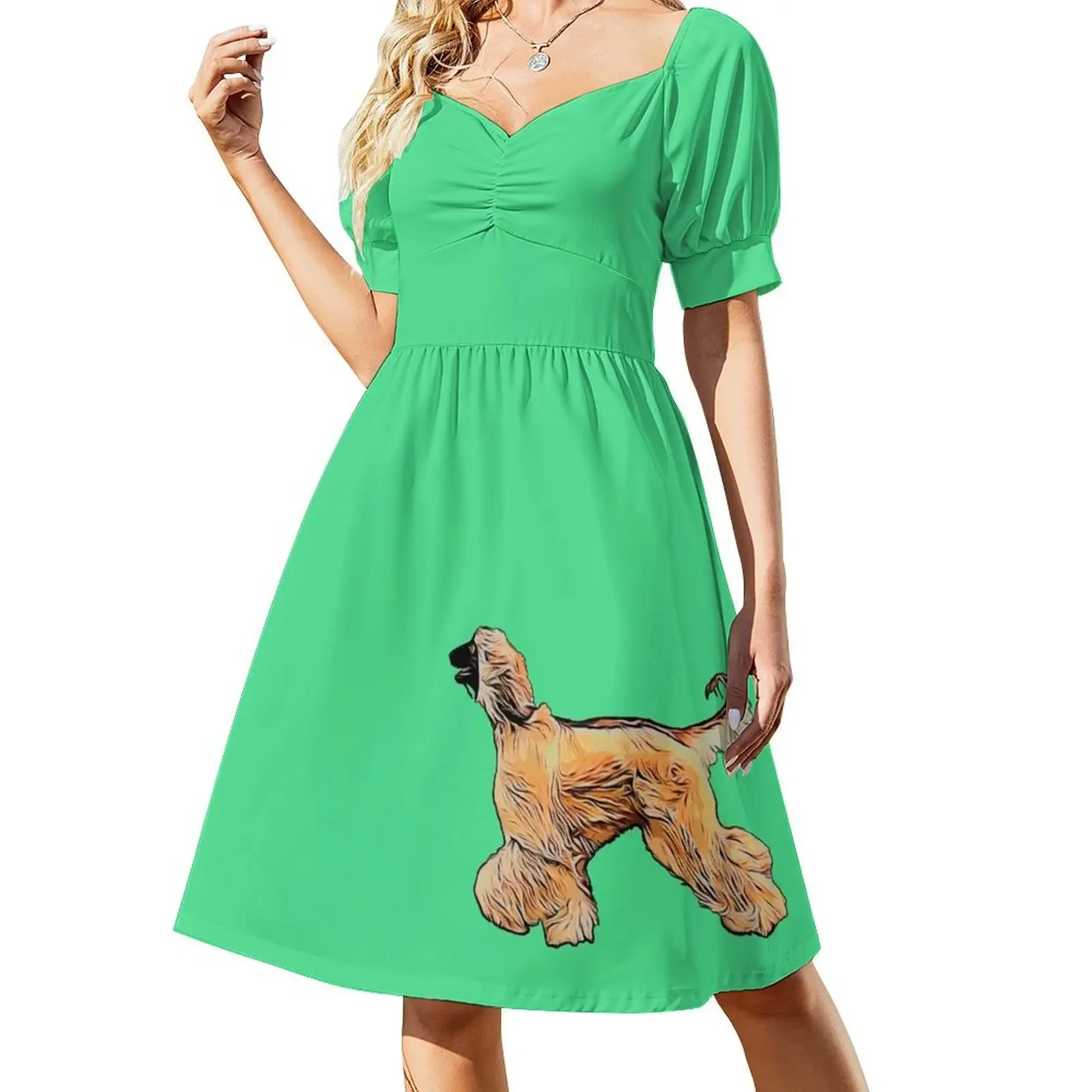 

Running Afghan Hound for dog lovers Short-Sleeved Dress summer dress woman 2025 trendy summer dresses for women 2025