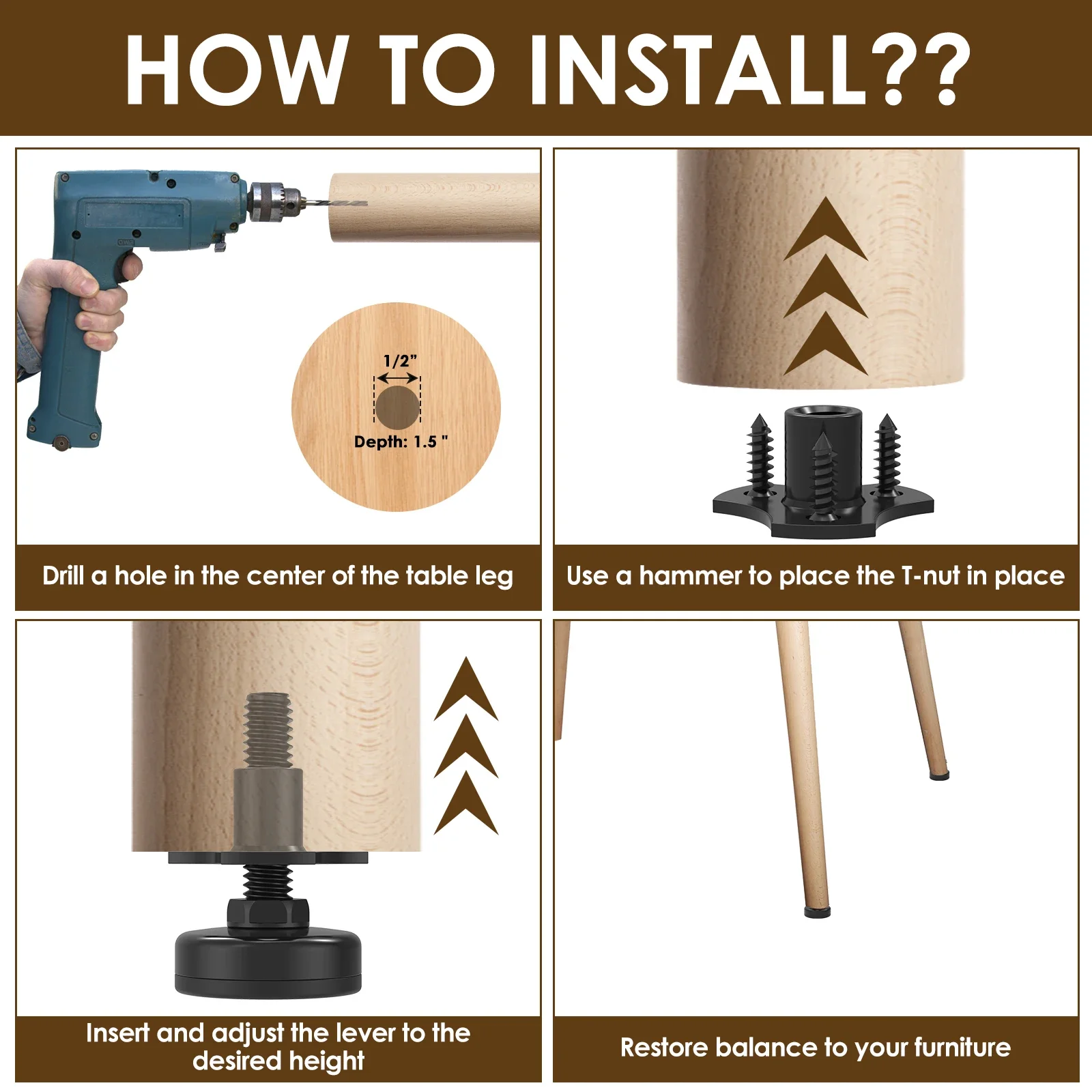 8/4 pces móveis perna nivelamento pés mesa cadeira niveladores de perna altura ajustável pode suportar 1320 lbs para armários sofá mesas